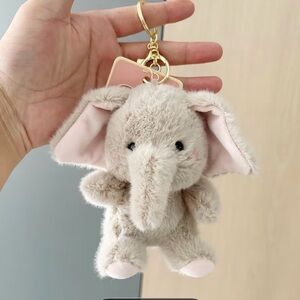 Plush Elephant Keychain with Pink and grey